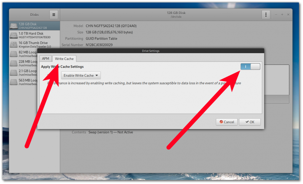 Write Cache Tab